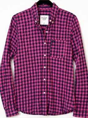 Abercrombie and Fitch Long Sleeve Button Plaid Blouse - SIZE L